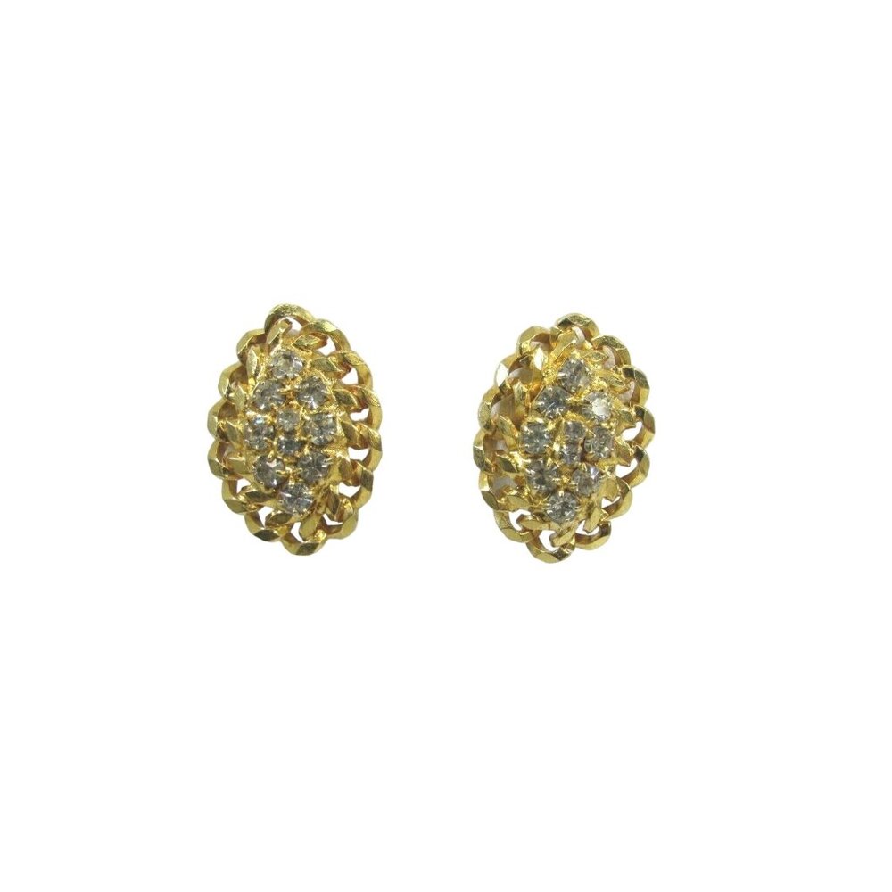 Vintage Goldtone Crystal Earrings Clip On 50013 Gold Tone